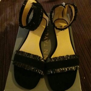 Black suede ankle sandals